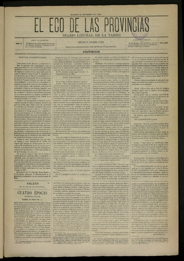 Miniatura de El Eco de las Provincias de 22 de enero de 1883, nº 283