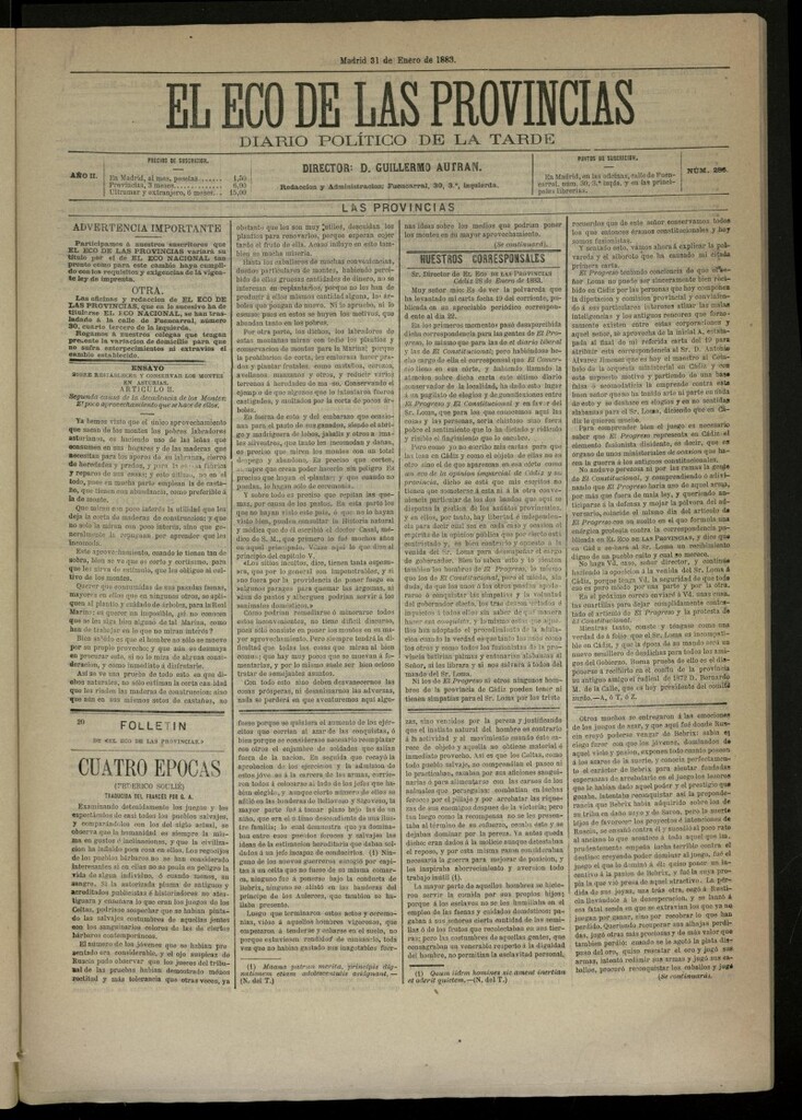 Miniatura de El Eco de las Provincias de 31 de enero de 1883, nº 286