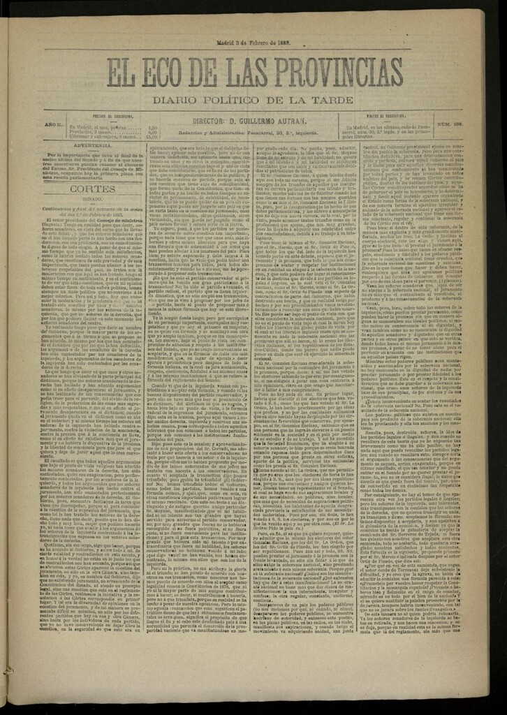 Miniatura de El Eco de las Provincias de 3 de febrero de 1883, nº 288