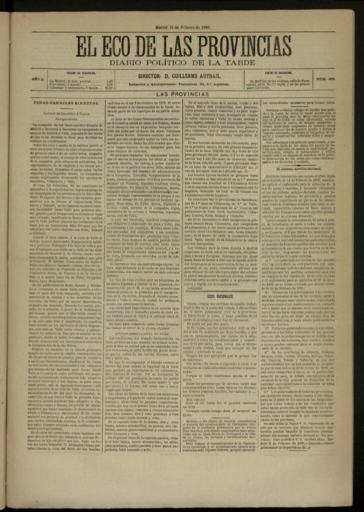 Miniatura de El Eco de las Provincias de 10 de febrero de 1883, nº 293