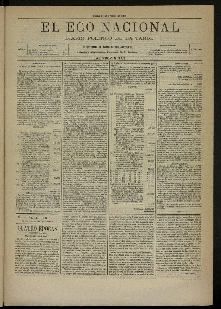 Miniatura de El Eco Nacional de 24 de febrero de 1883, nº 305