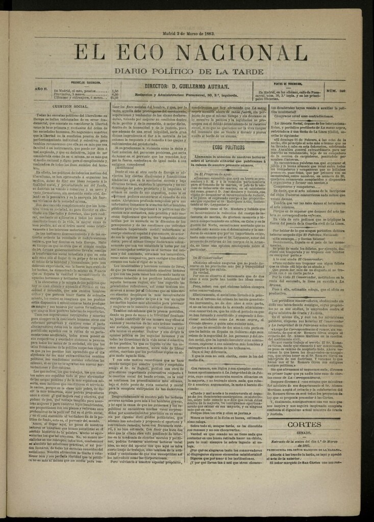 Miniatura de El Eco Nacional de 2 de marzo de 1883, nº 310