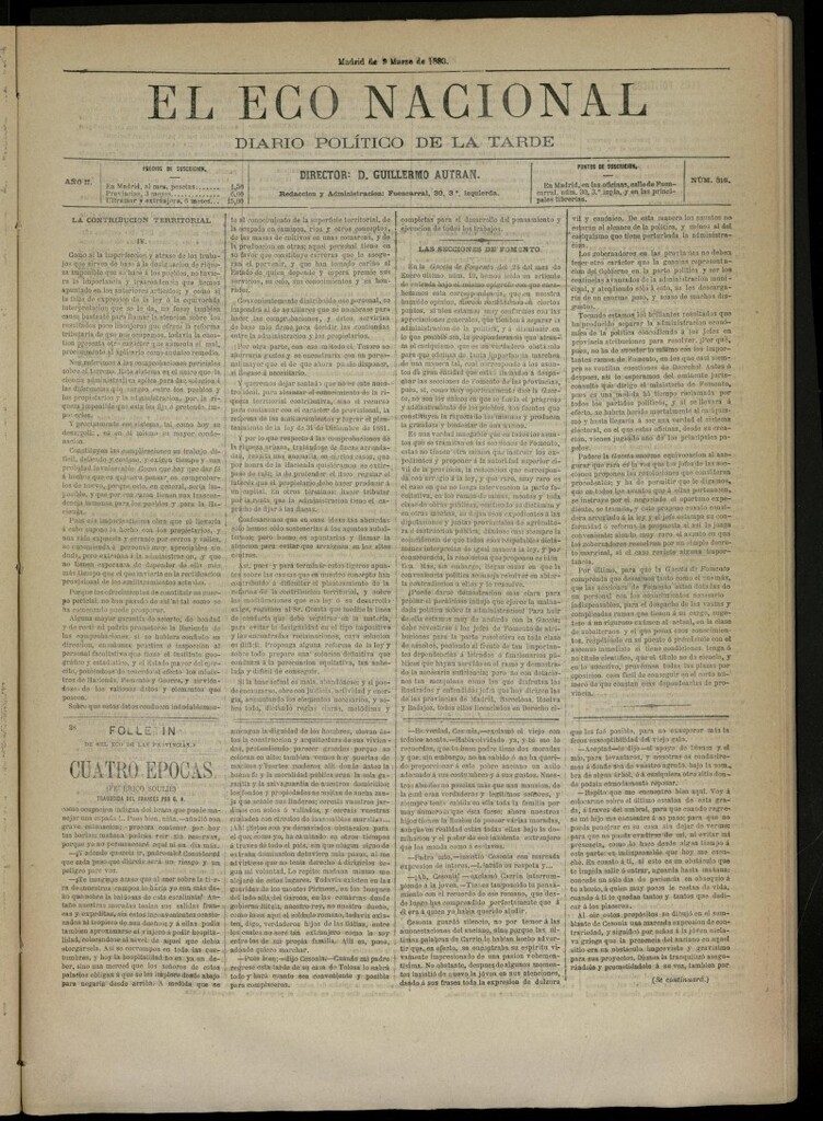 Miniatura de El Eco Nacional de 9 de marzo de 1883, nº 316