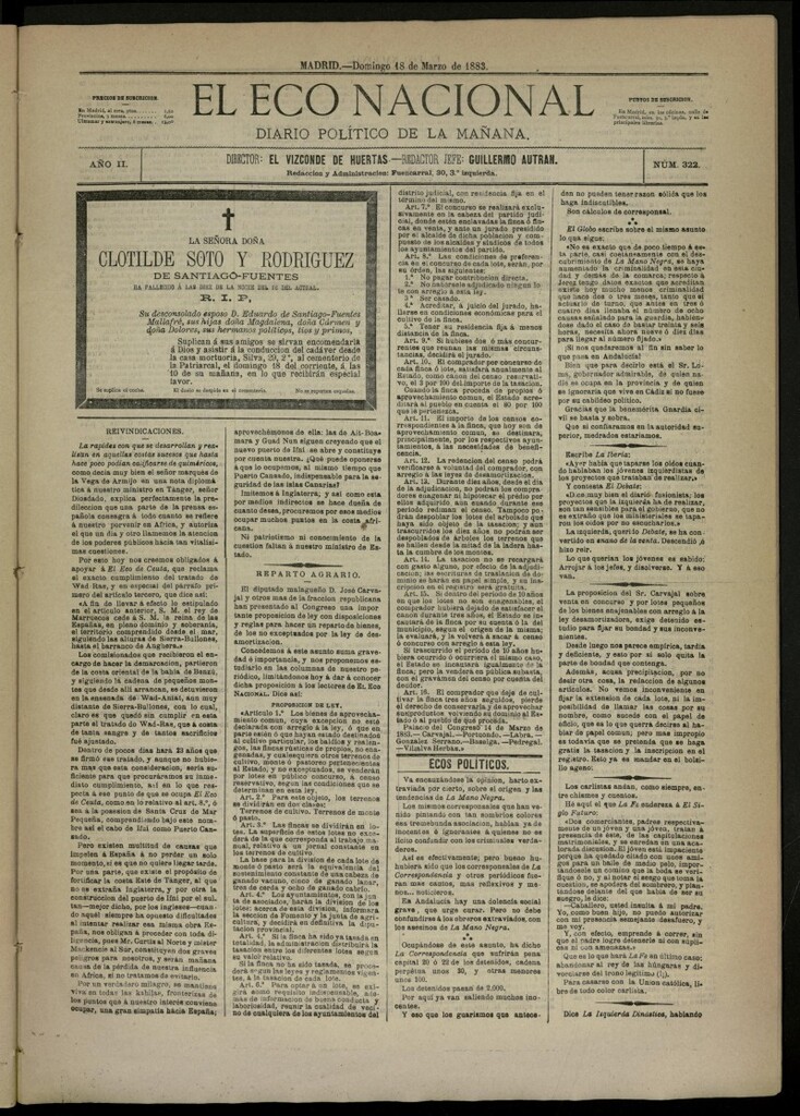 Miniatura de El Eco Nacional de 18 de marzo de 1883, nº 322