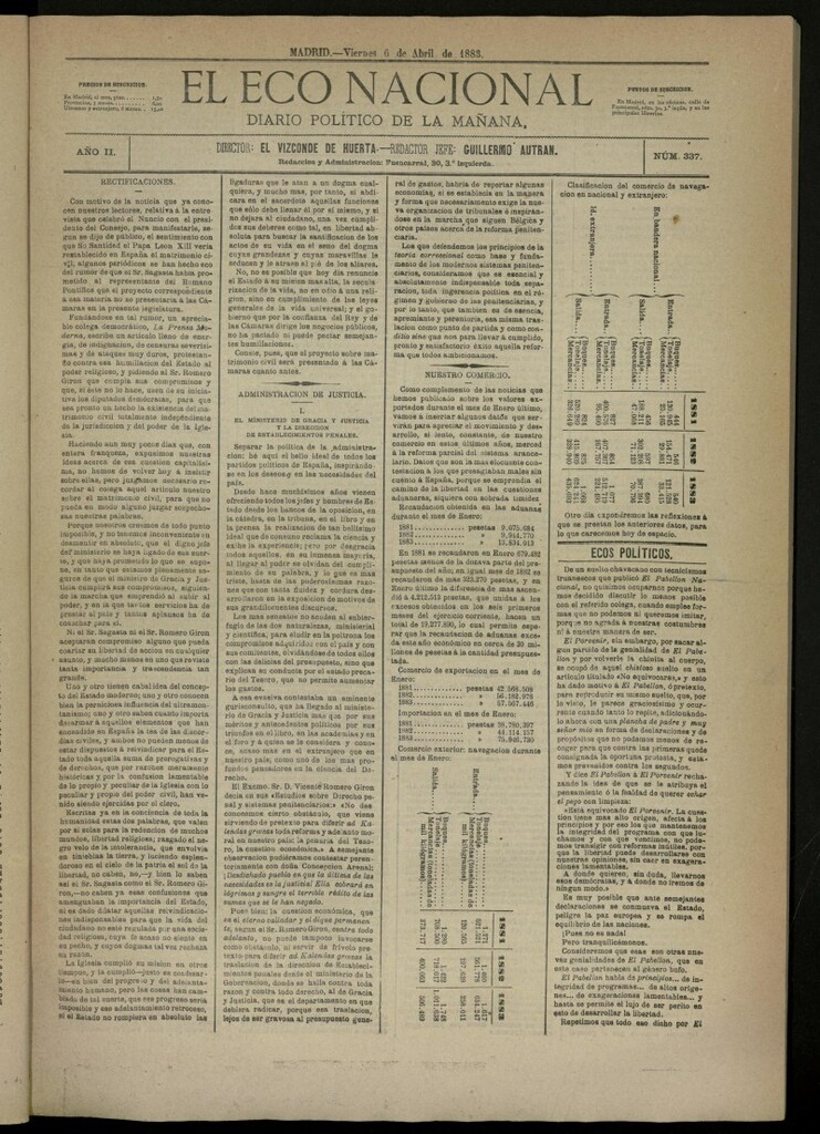 Miniatura de El Eco Nacional de 6 de abril de 1883, nº 337