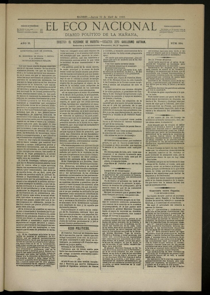 Miniatura de El Eco Nacional de 26 de abril de 1883, nº 354