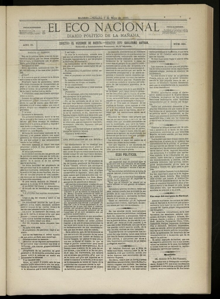 Miniatura de El Eco Nacional de 2 de mayo de 1883, nº 359