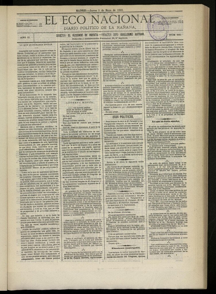 Miniatura de El Eco Nacional de 3 de mayo de 1883, nº 360