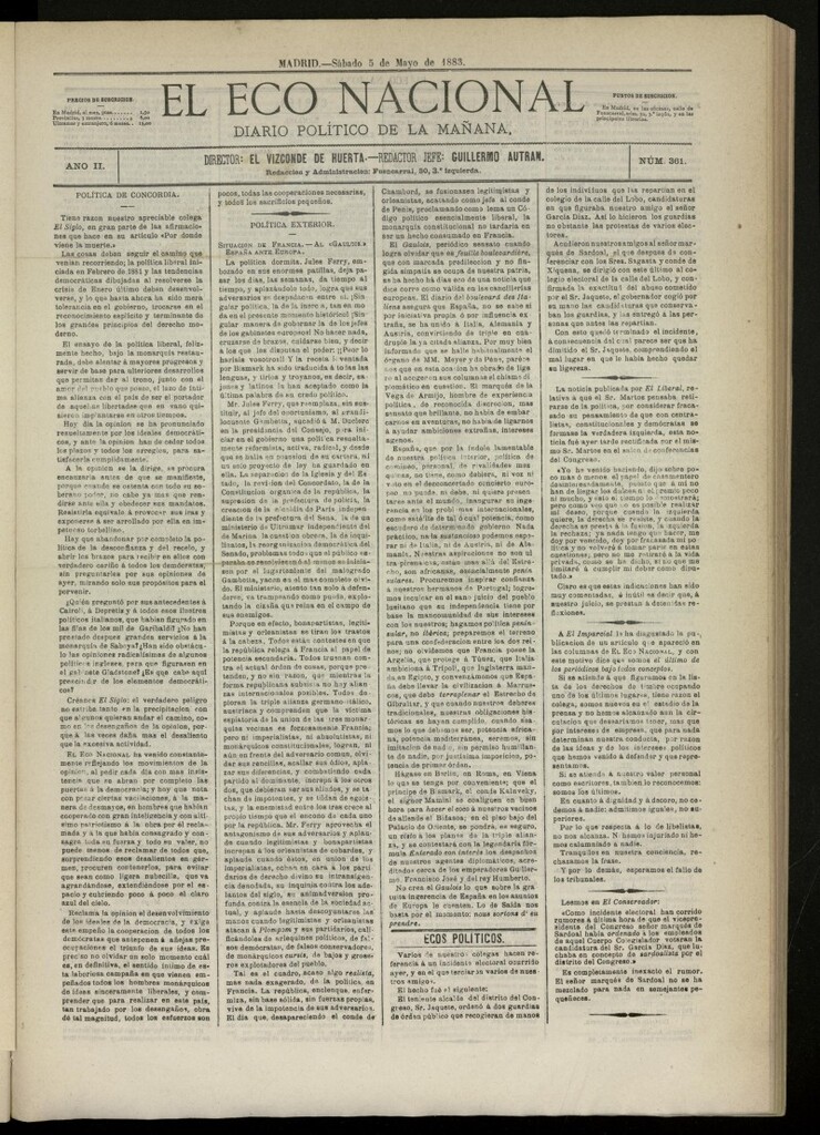 Miniatura de El Eco Nacional de 5 de mayo de 1883, nº 361