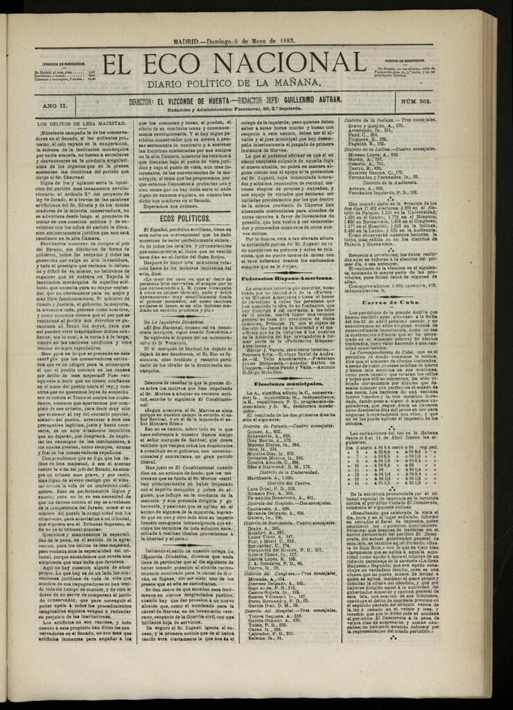 Miniatura de El Eco Nacional de 6 de mayo de 1883, nº 362