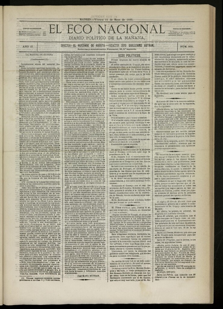 Miniatura de El Eco Nacional de 11 de mayo de 1883, nº 366