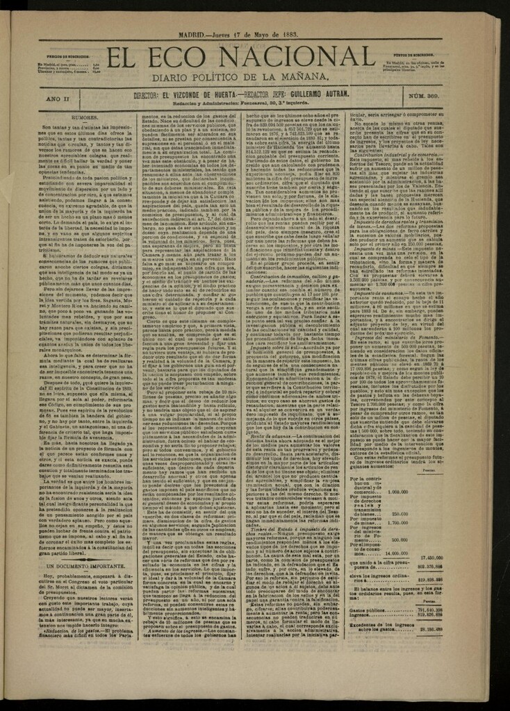 Miniatura de El Eco Nacional de 17 de mayo de 1883, nº 369