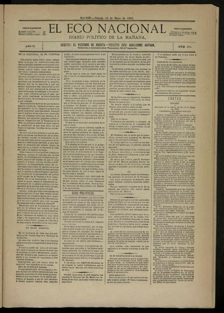 Miniatura de El Eco Nacional de 19 de mayo de 1883, nº 371