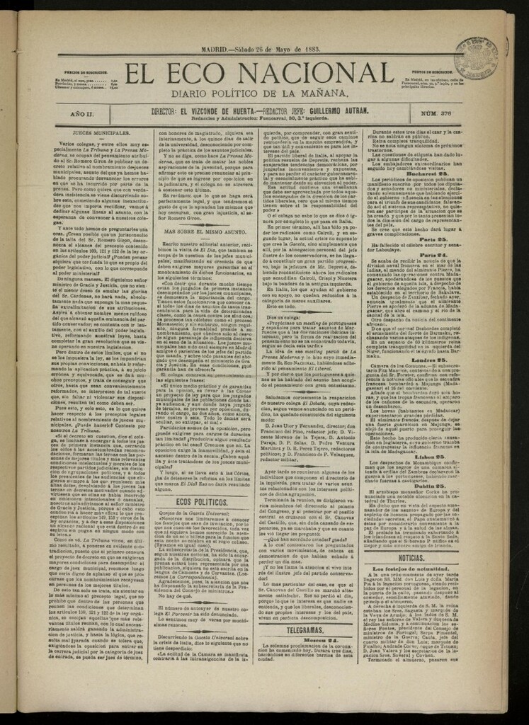 Miniatura de El Eco Nacional de 26 de mayo de 1883, nº 376