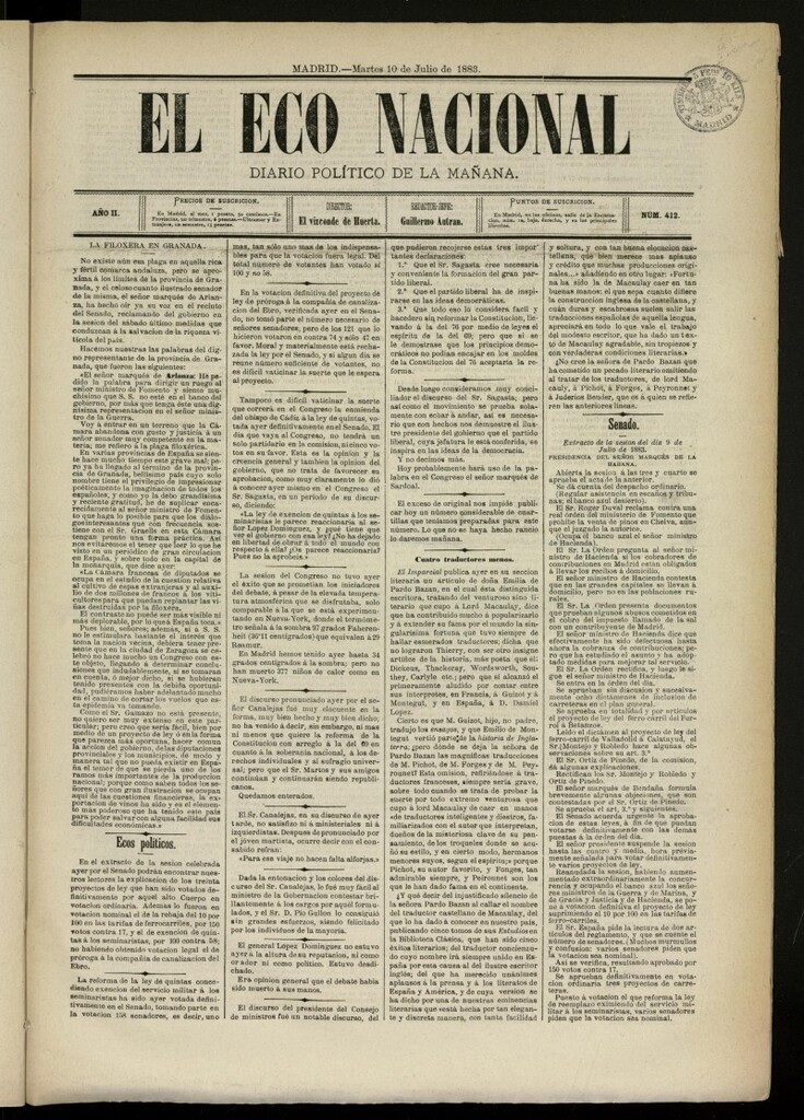Miniatura de El Eco Nacional de 10 de julio de 1883, nº 412
