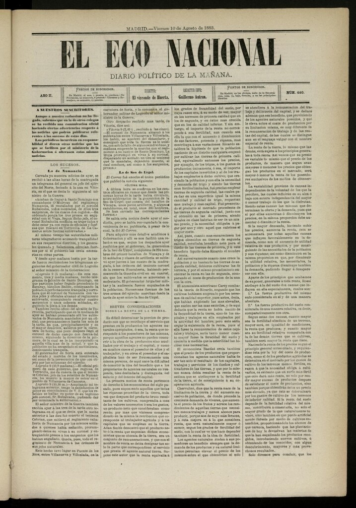 Miniatura de El Eco Nacional de 10 de agosto de 1883, nº 440