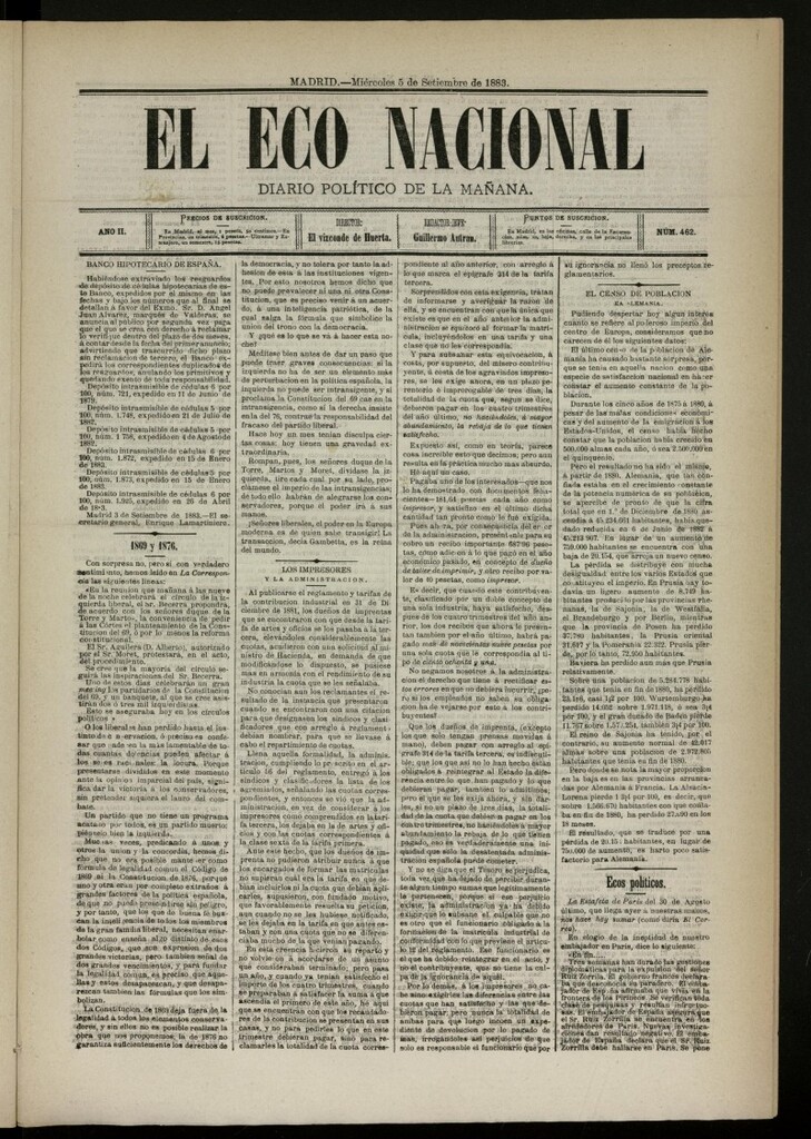 Miniatura de El Eco Nacional de 5 de septiembre de 1883, nº 462