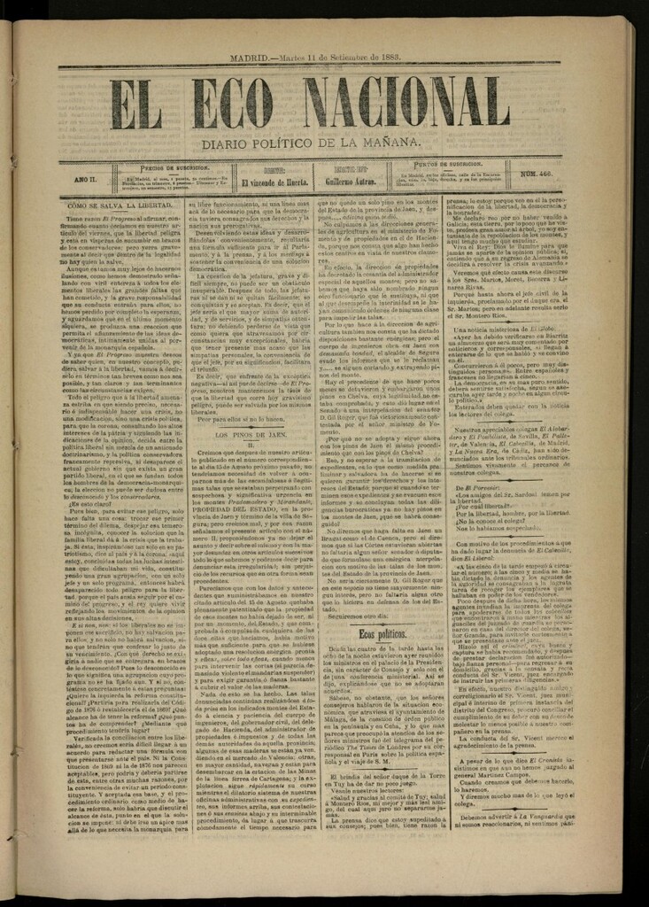Miniatura de El Eco Nacional de 11 de septiembre de 1883, nº 466