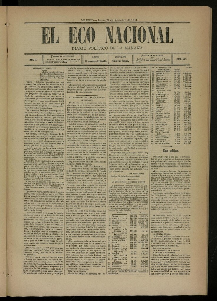 Miniatura de El Eco Nacional de 27 de septiembre de 1883, nº 480