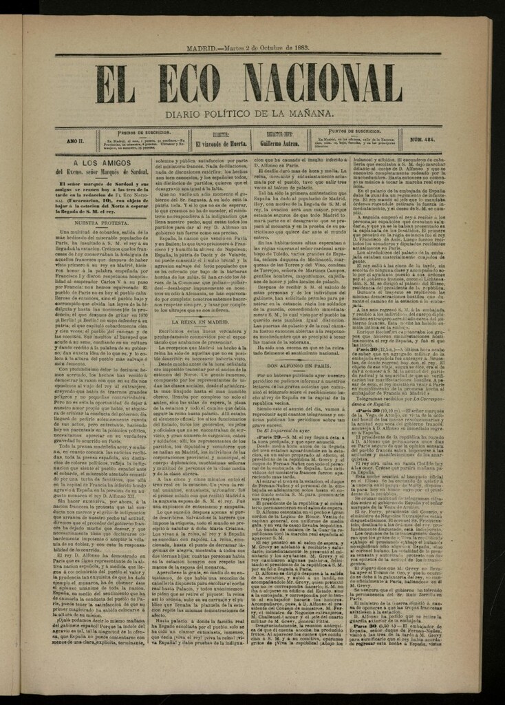 Miniatura de El Eco Nacional de 2 de octubre de 1883, nº 484