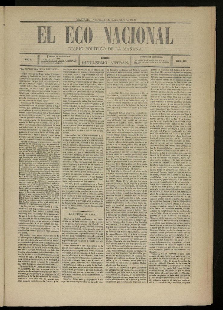 Miniatura de El Eco Nacional de 30 de noviembre de 1883, nº 523