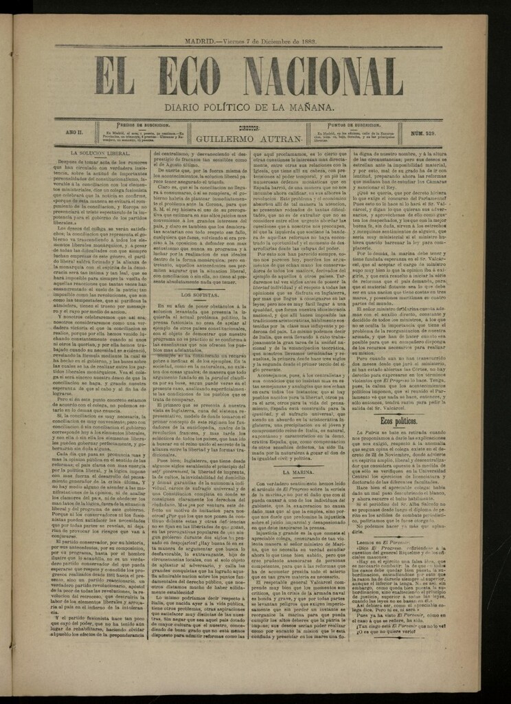 Miniatura de El Eco Nacional de 7 de diciembre de 1883, nº 529
