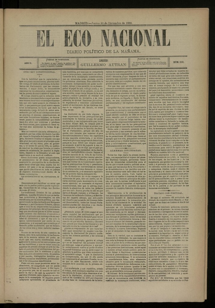 Miniatura de El Eco Nacional de 20 de diciembre de 1883, nº 539