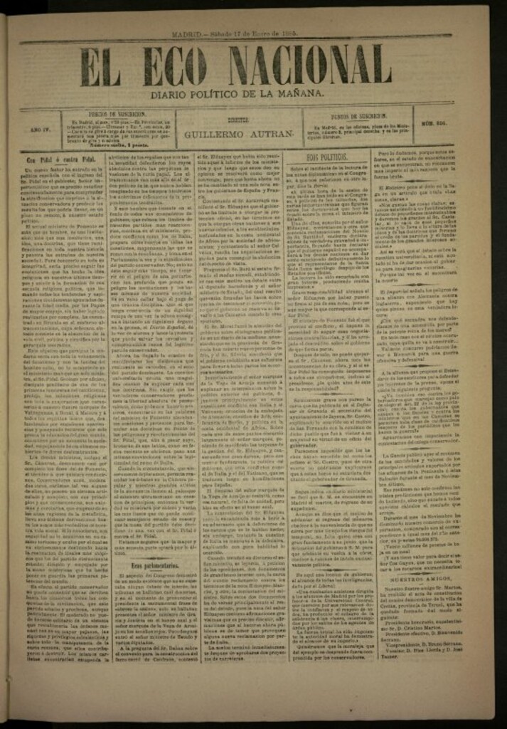 Miniatura de El Eco Nacional de 17 de enero de 1885, nº 886