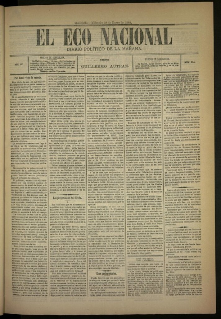 Miniatura de El Eco Nacional de 28 de enero de 1885, nº 894