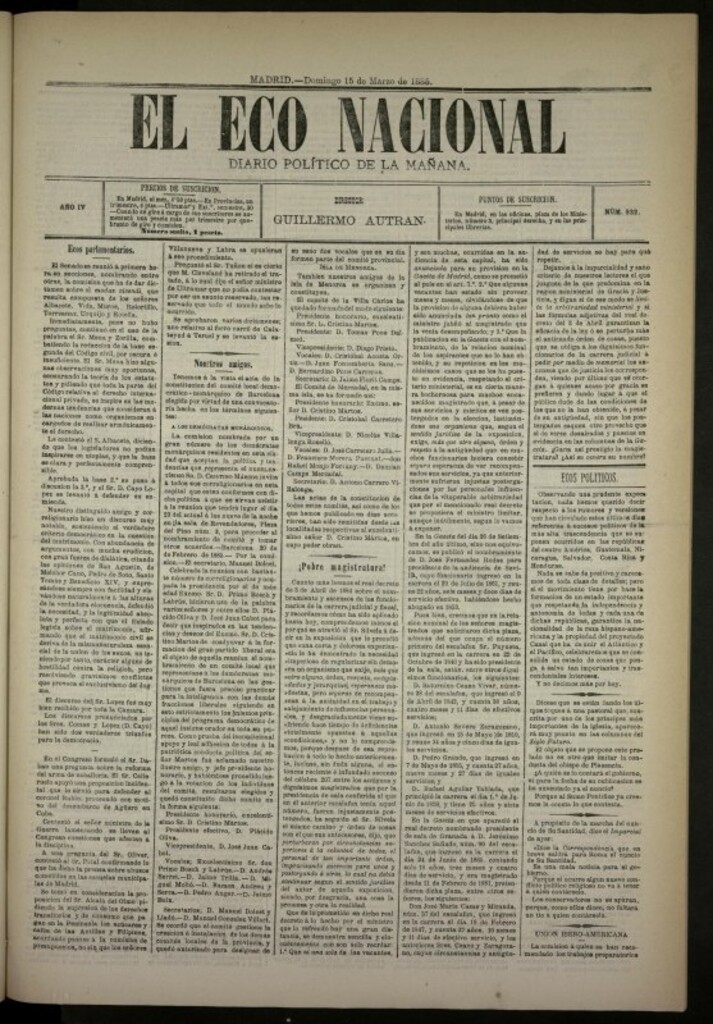 Miniatura de El Eco Nacional de 15 de marzo de 1885, nº 932