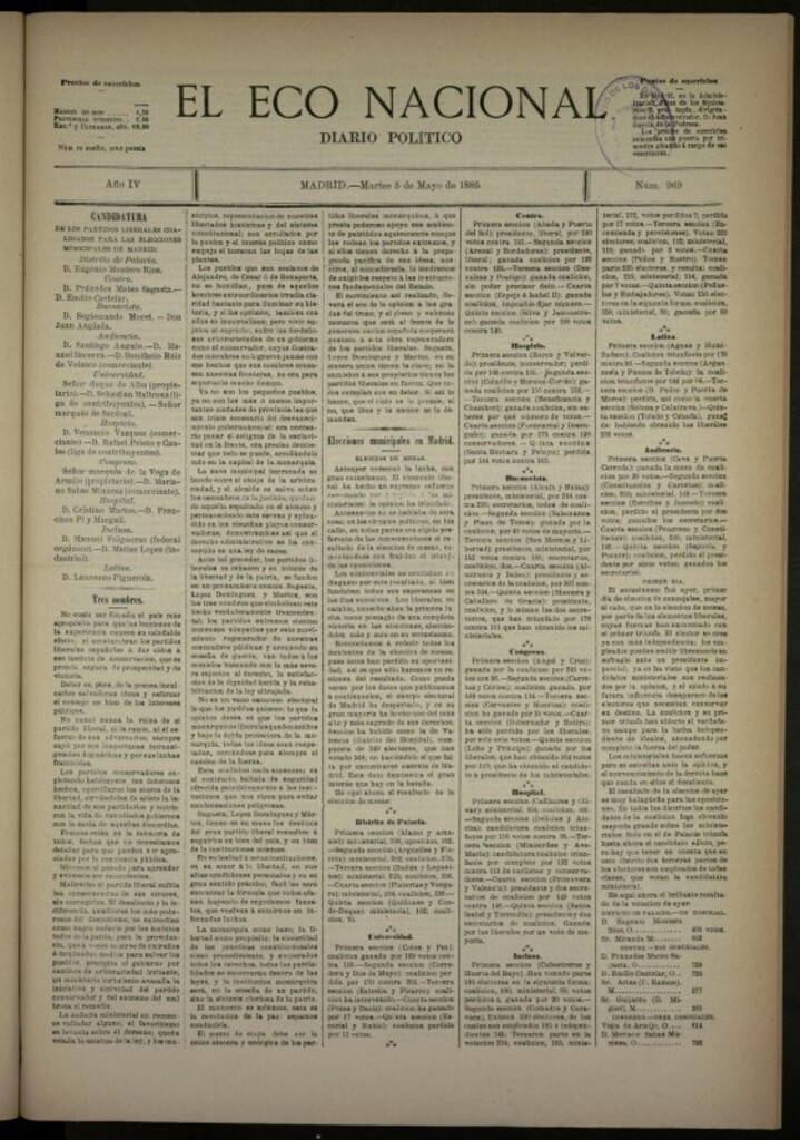 Miniatura de El Eco Nacional de 5 de mayo de 1885, nº 969