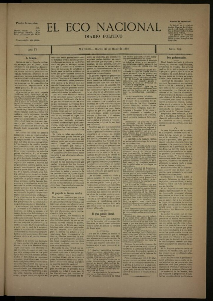 Miniatura de El Eco Nacional de 26 de mayo de 1885, nº 982
