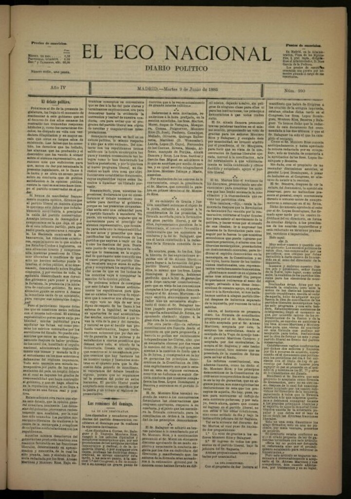 Miniatura de El Eco Nacional de 9 de junio de 1885, nº 990