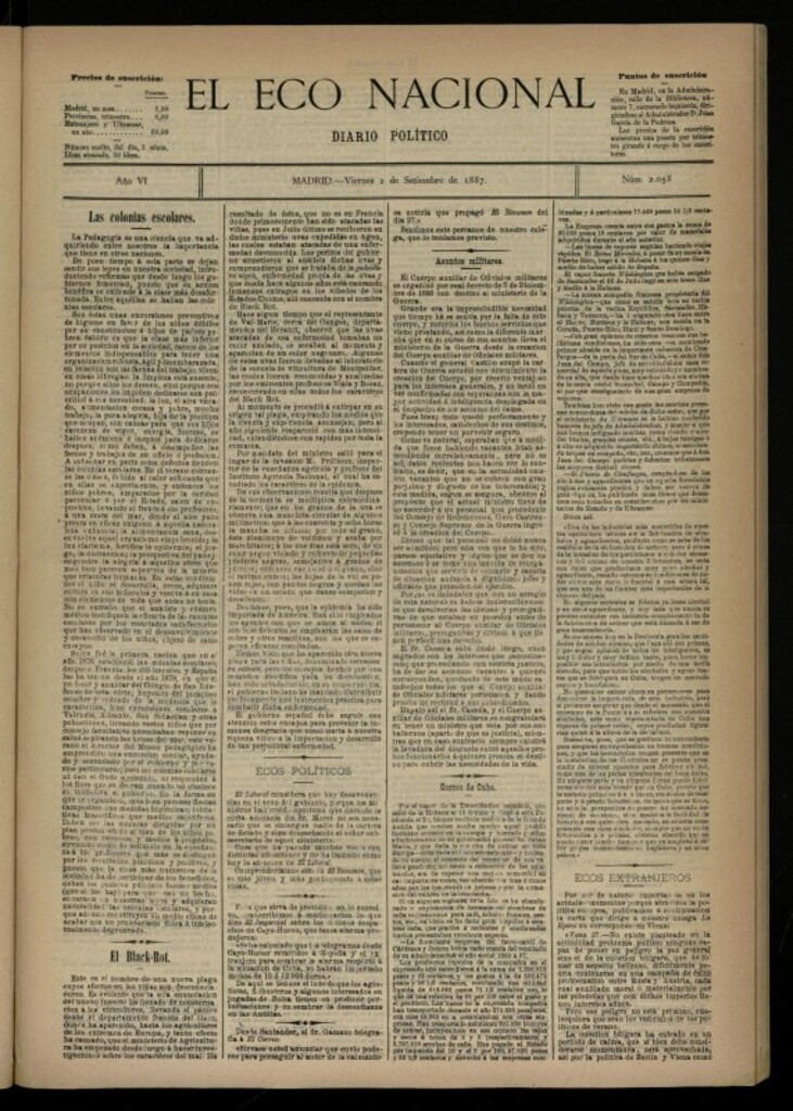Miniatura de El Eco Nacional de 2 de septiembre de 1887, nº 2058