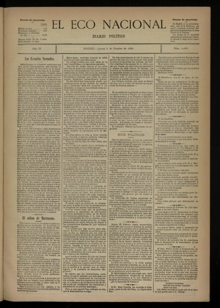 Miniatura de El Eco Nacional de 6 de octubre de 1887, nº 2086