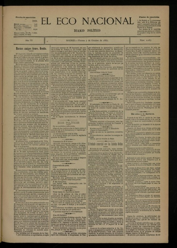 Miniatura de El Eco Nacional de 7 de octubre de 1887, nº 2087