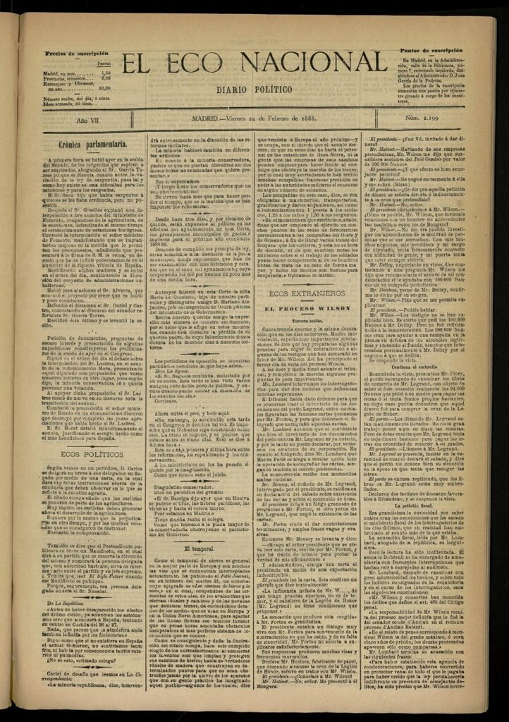 Miniatura de El Eco Nacional de 24 de febrero de 1888, nº 2199