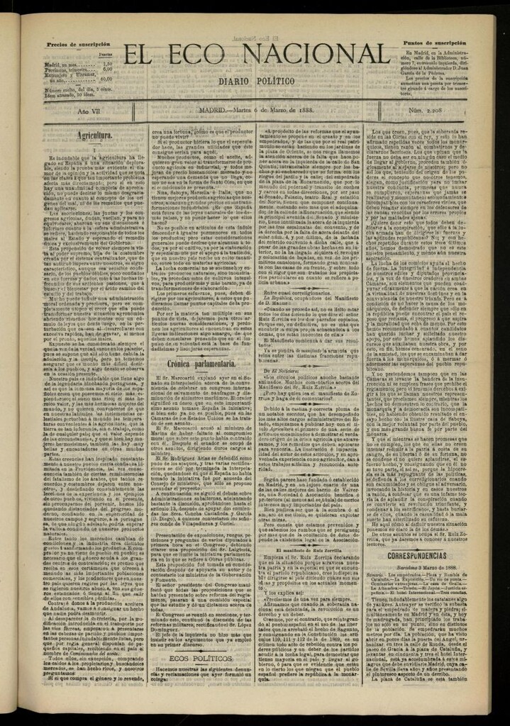 Miniatura de El Eco Nacional de 6 de marzo de 1888, nº 2208