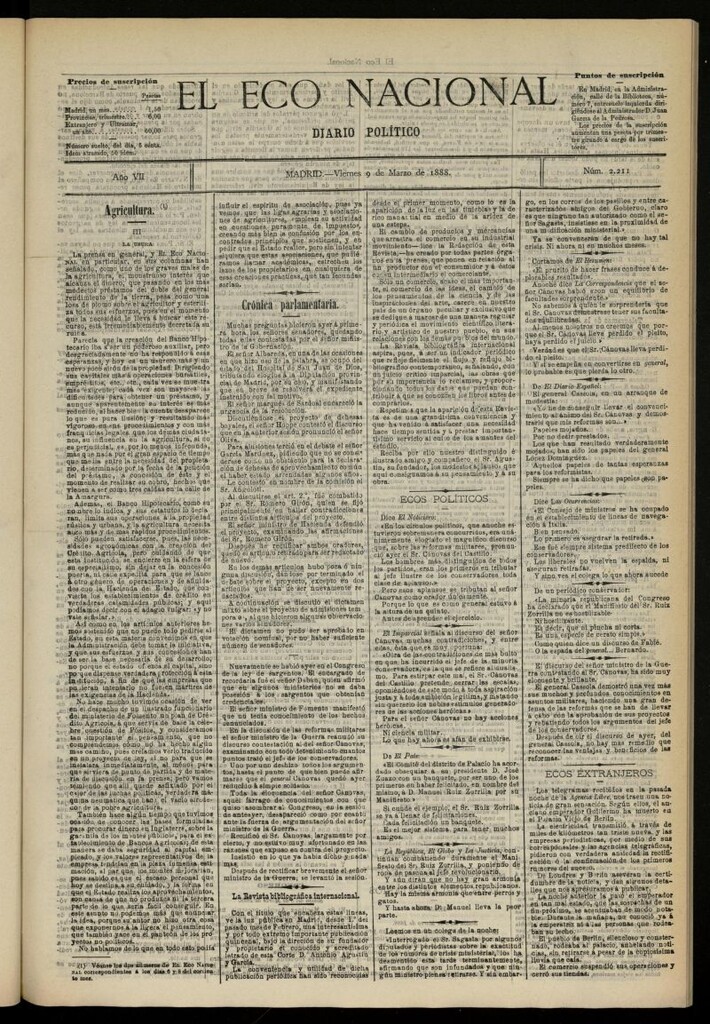 Miniatura de El Eco Nacional de 9 de marzo de 1888, nº 2211