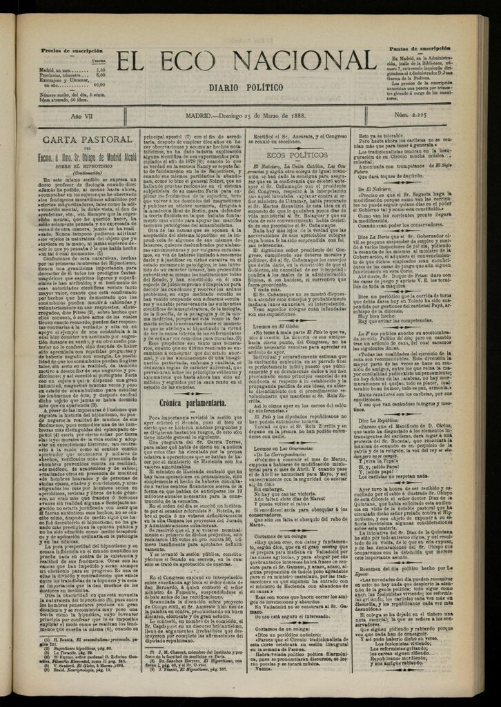 Miniatura de El Eco Nacional de 25 de marzo de 1888, nº 2225