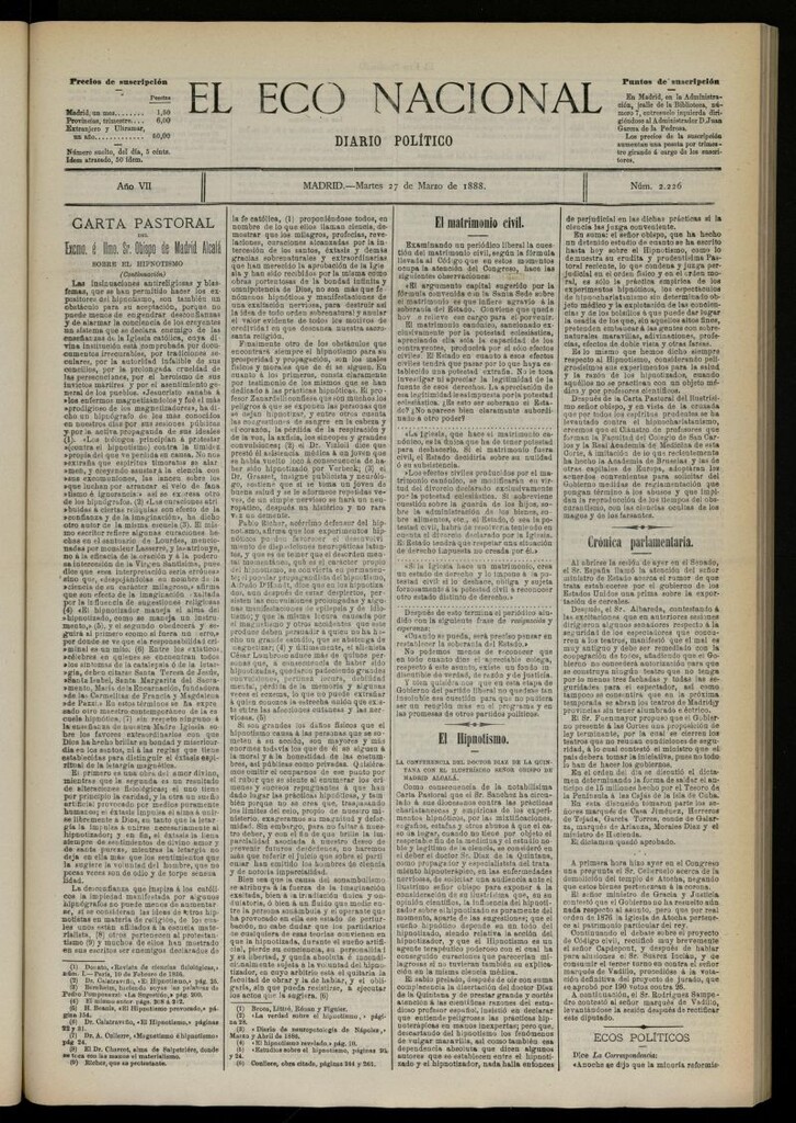 Miniatura de El Eco Nacional de 27 de marzo de 1888, nº 2226