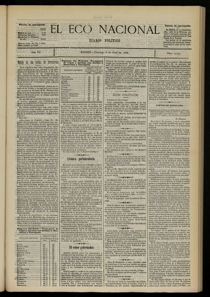 Miniatura de El Eco Nacional de 8 de abril de 1888, nº 2234