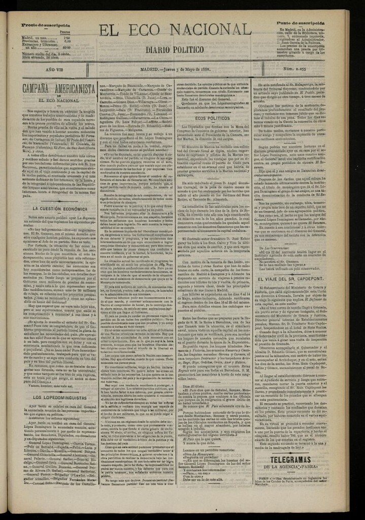 Miniatura de El Eco Nacional de 3 de mayo de 1888, nº 2255