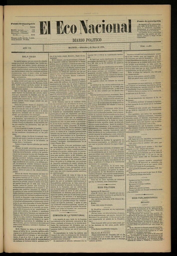 Miniatura de El Eco Nacional de 9 de mayo de 1888, nº 2260