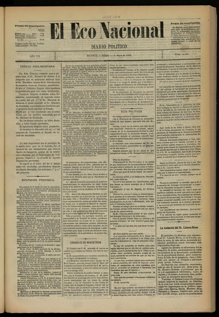 Miniatura de El Eco Nacional de 12 de mayo de 1888, nº 2262
