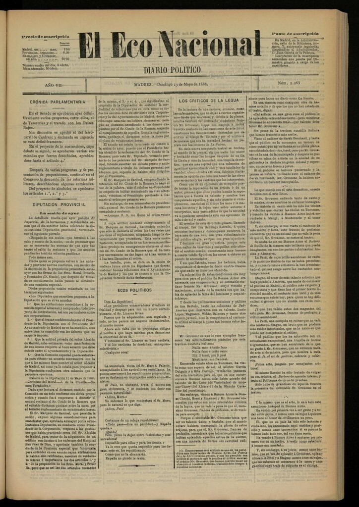 Miniatura de El Eco Nacional de 13 de mayo de 1888, nº 2263