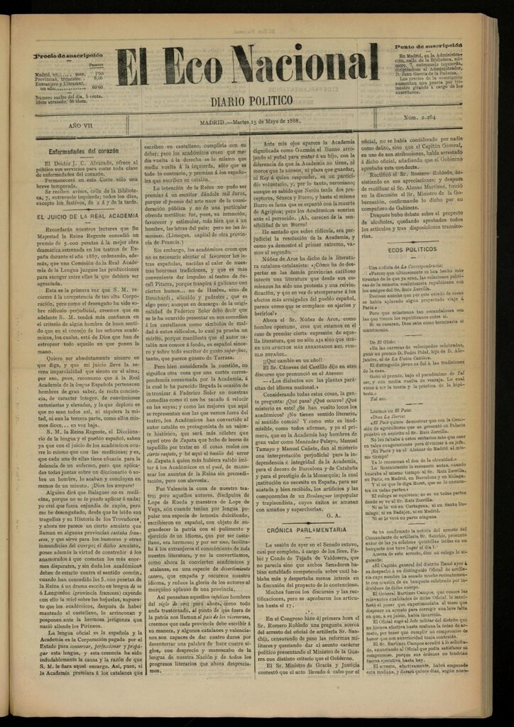 Miniatura de El Eco Nacional de 15 de mayo de 1888, nº 2264