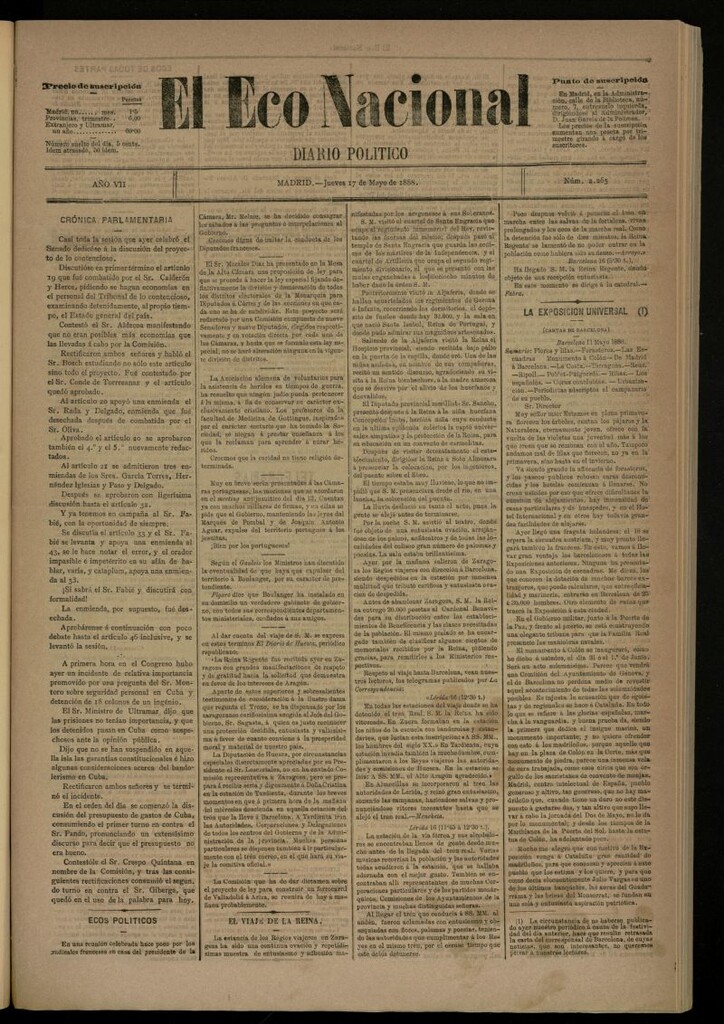 Miniatura de El Eco Nacional de 17 de mayo de 1888, nº 2265