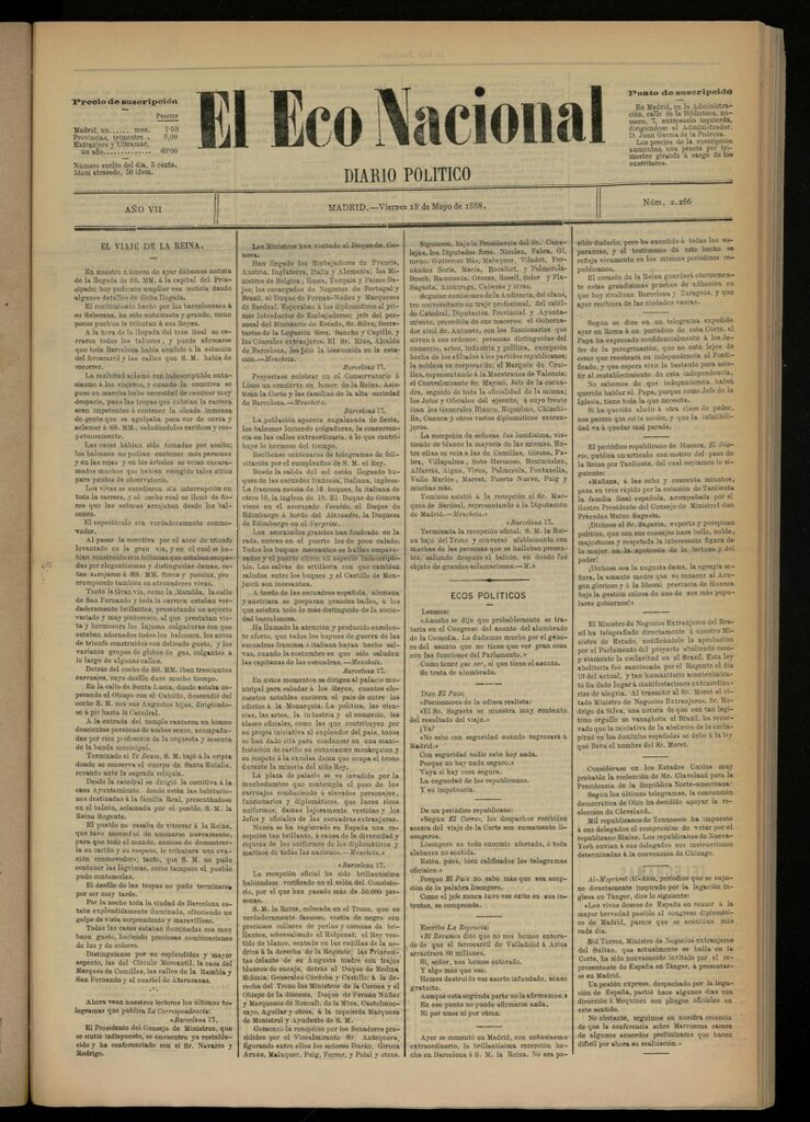 Miniatura de El Eco Nacional de 18 de mayo de 1888, nº 2266