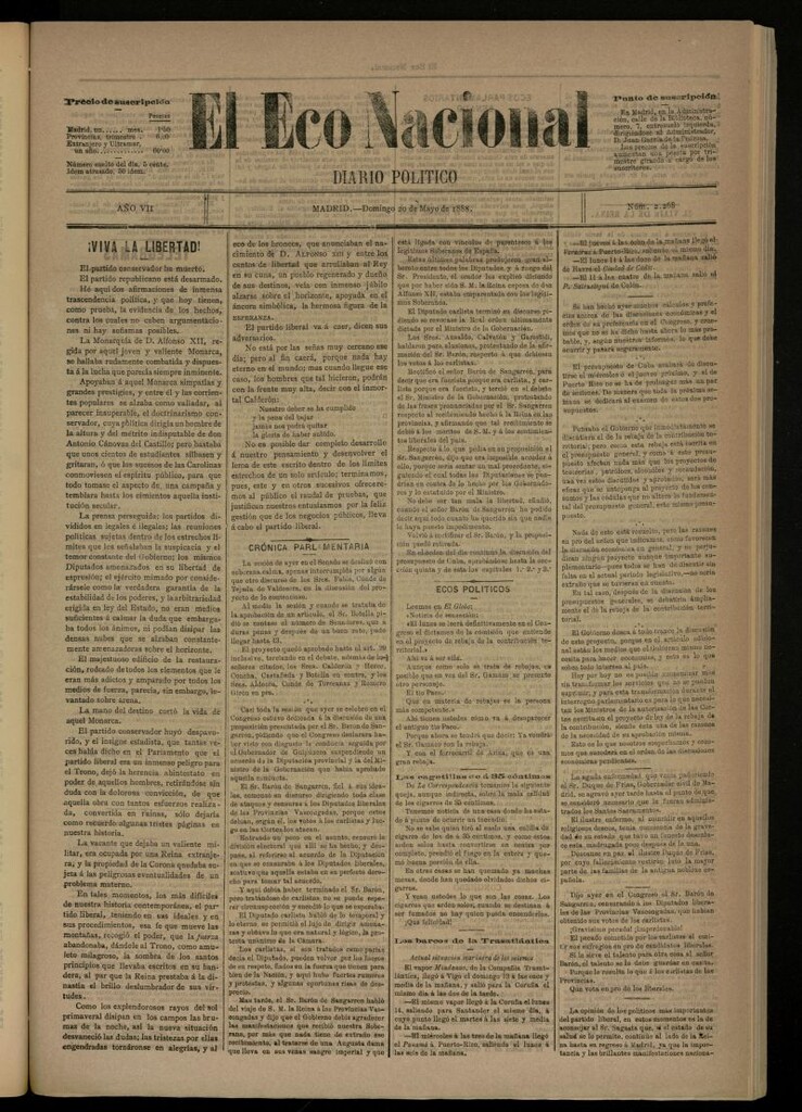 Miniatura de El Eco Nacional de 20 de mayo de 1888, nº 2268